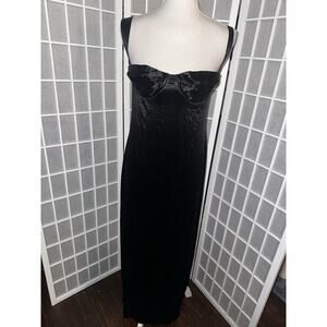 Vintage Y2K Victoria’s Secret Nylon Black Molded Cups Maxi Gown Slip Dress L